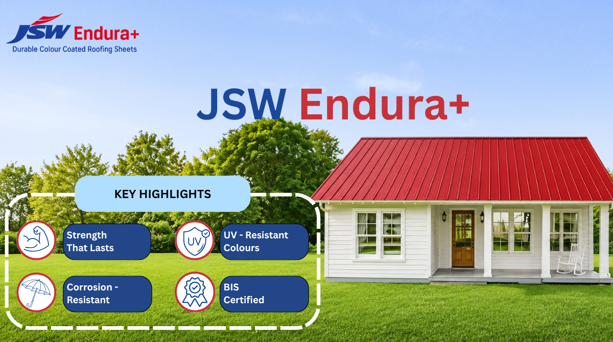 JSW Endura Plus PPGL roofing sheet heavy duty industrial color coated steel roofing sheet with long lasting performance