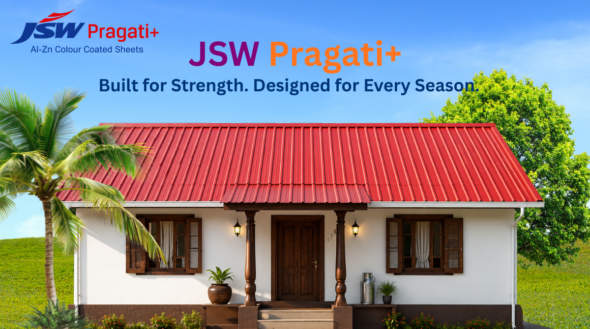 JSW Pragati Plus PPGL roofing sheet durable color coated steel roofing sheet for industrial commercial agricultural and residential roofing