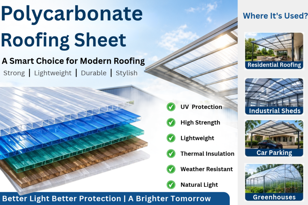 Polycarbonate roofing sheets for industrial sheds, warehouses and commercial buildings in Surat, Gujarat.